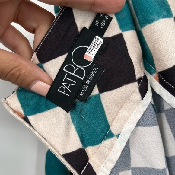 PatBO Pants Wide Leg Check Print High Waist Multicolor Size 8 - Picture 11 of 11